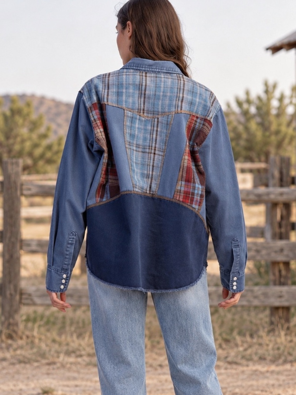 #156 New! Easel Button Down Plaid Shacket